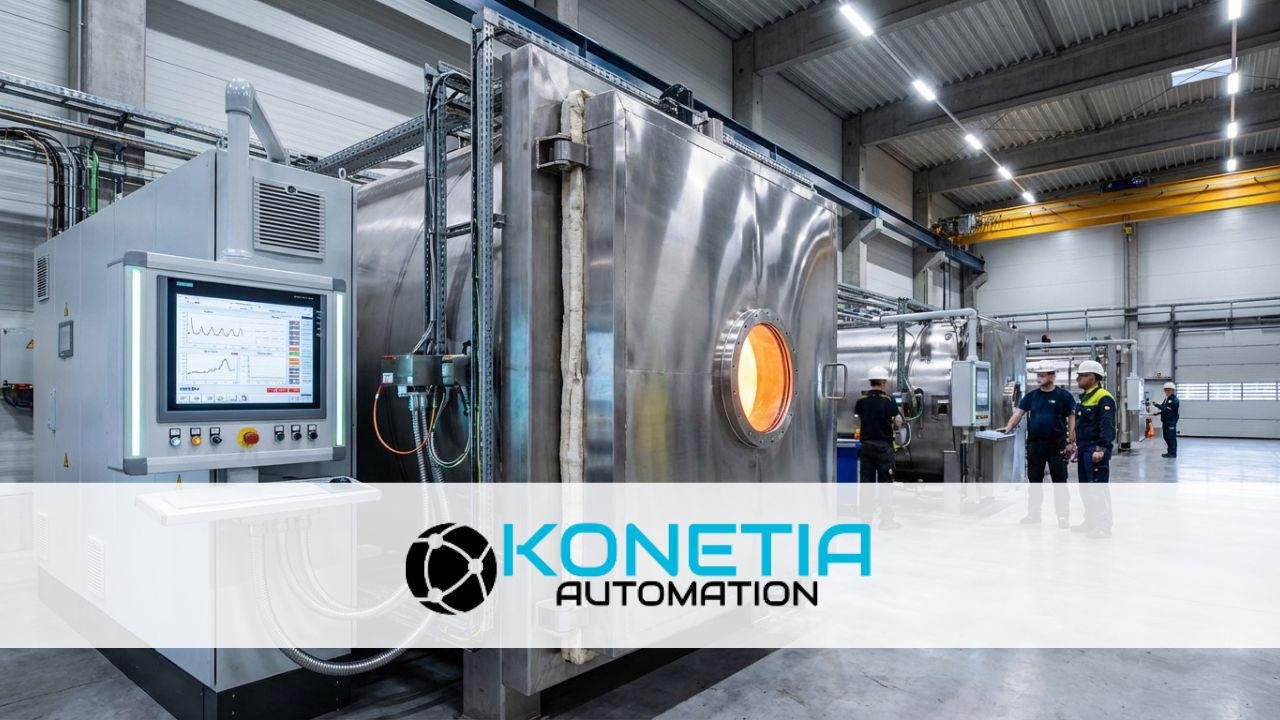 Sistema de automatización y control de hornos industriales con panel HMI y PLC de Konetia